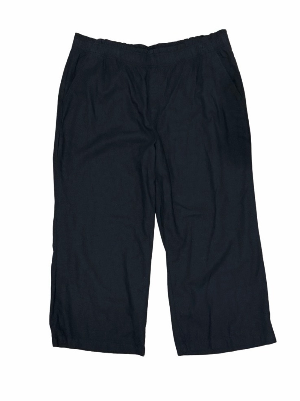 Old Navy Black Women's Elastic-Waist Linen Blend Pants